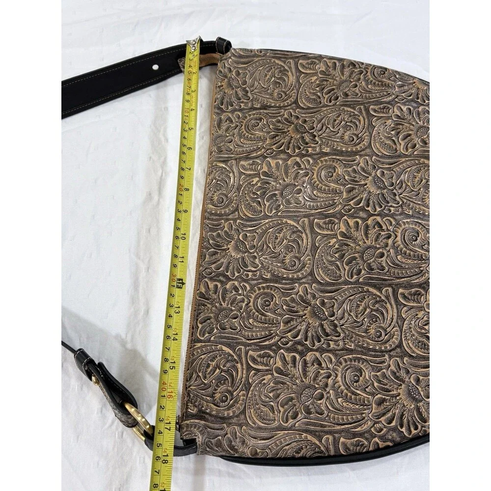 Vintage Maxximum Western Floral Embossed Half Moon Shoulder Bag Y2K